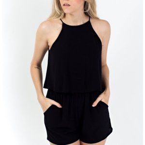 Fabrìk Flowy Halter Neck Black Romper